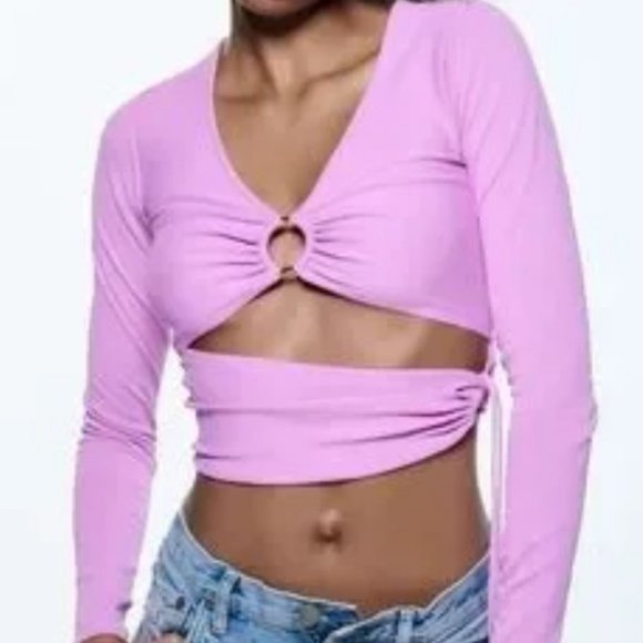 Zara Cut Out Knit Top Size Medium Read Description - Picture 2 of 10